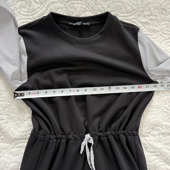 Walter Baker Angela‎ Black White Stripes Drawstring Long Sleeve Dress Large EUC - Picture 7 of 8